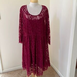 Torrid SZ 24 magenta lace overlay dress.